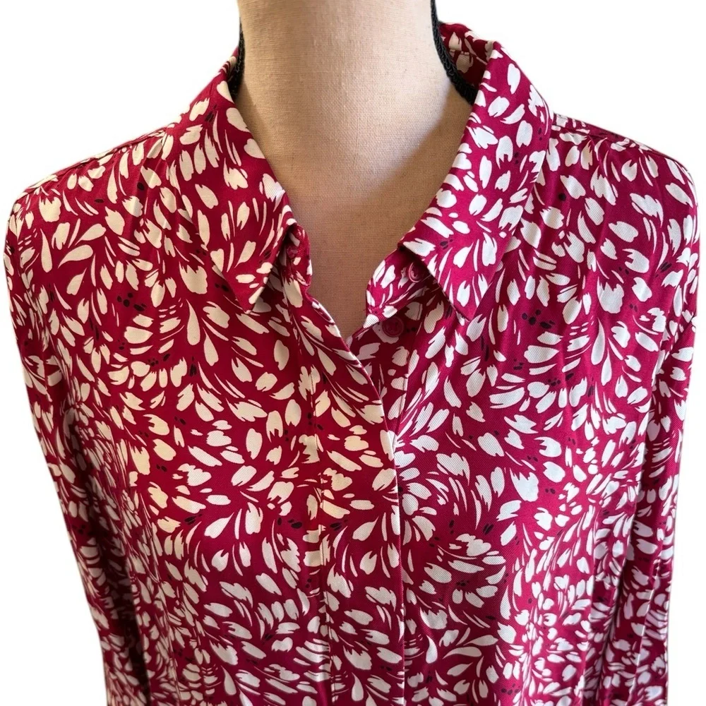 Hobbs London-NWT size 14 “Marciella” cranberry 100% viscose shirt dress. NEW! - Picture 11 of 16